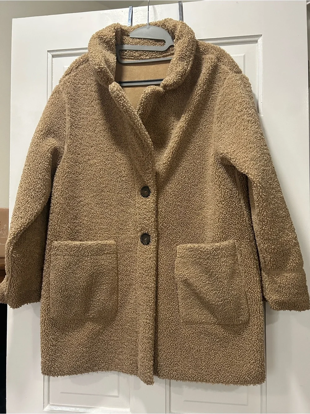 Zara reversible coat Camel Sherpa-Trim Pea Coat size 13-14